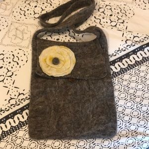 Handmade Wool Crossbody Purse with Flower
